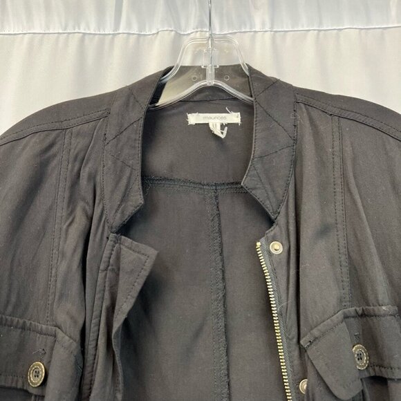 Maurices Womens Utility Jacket Black Full Zip Pockets Hip Length Drawstring S - Picture 3 of 10